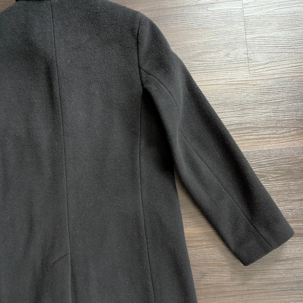 Calvin Klein Minimalist Black Wool Blend Long Coat Size 8